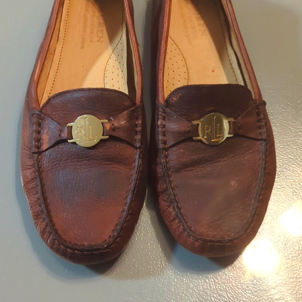 Lauren Ralph Lauren Women Leather Size 10  Carley Driving Loafer Monogram